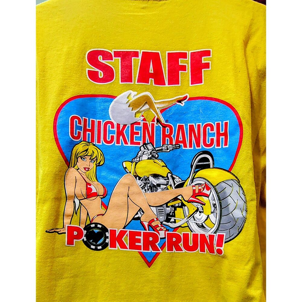 Chicken Ranch Brothel Staff Poker Run Vintage TShirt!  Size XL
